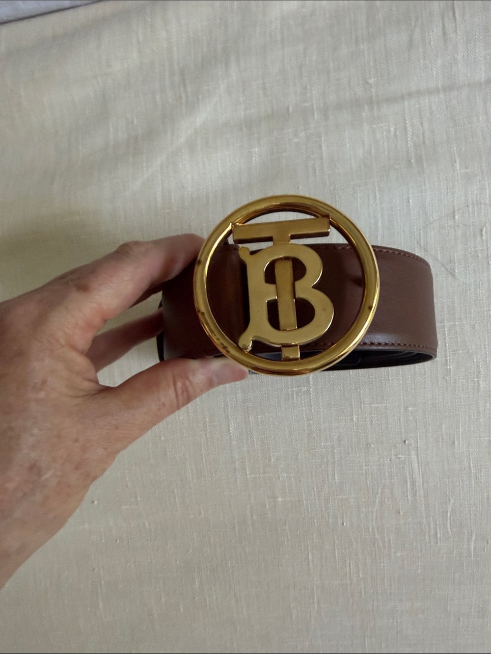 Burberry Brown Leather Women’s Belt with Gold Buckle